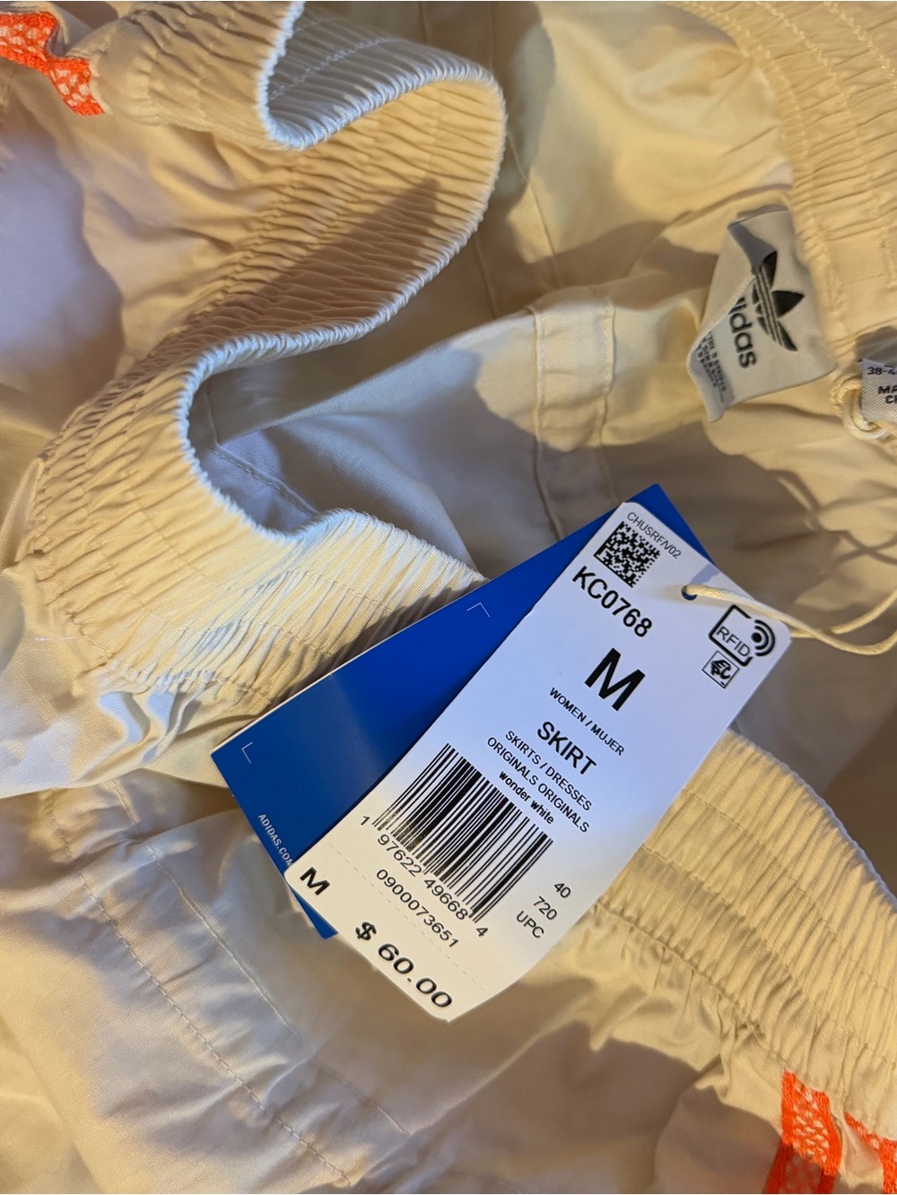 adidas White Maxi Tiered Skirt with Coral Side Stripes - Picture 5 of 6